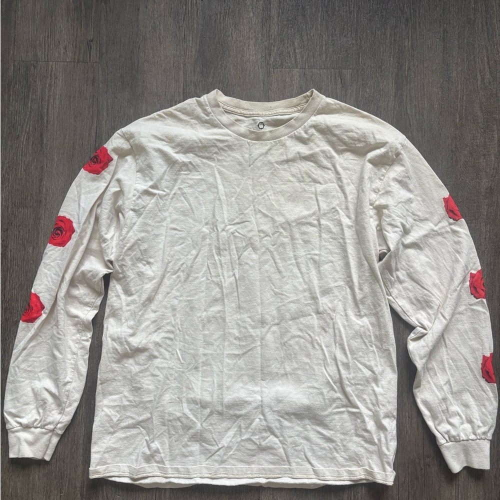 Empyre Cream Long Sleeve Shirt with Red Rose Details